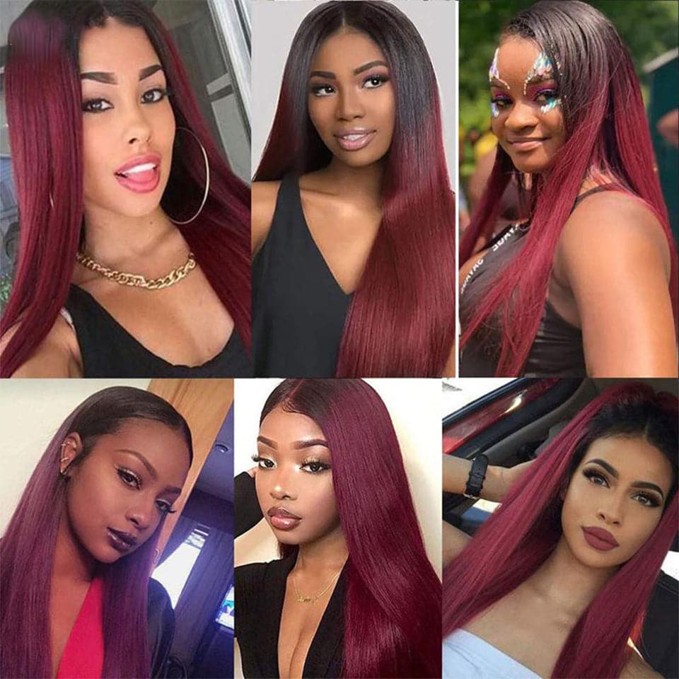 1B/99J Ombre Straight Clip In 8 Pcs For Black Women 100% Human Hair