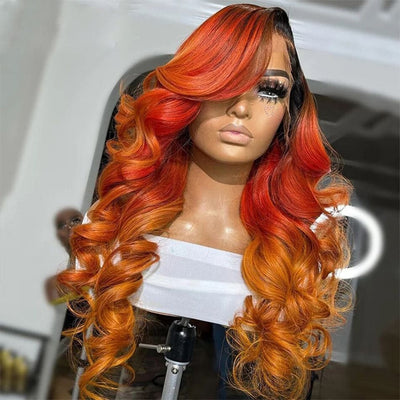 Red Orange Brown Body Wave 4x4/13x4 HD Lace Frontal Wig For Women