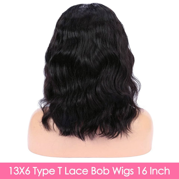 Perucas de cabelo humano Lumiere Body Wave Short Bob com parte em T 