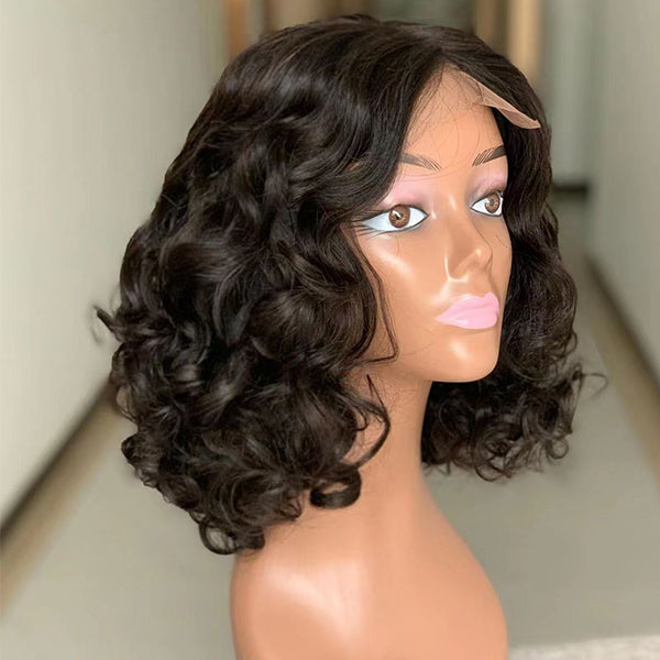 Bouncy Curly Bob 13x4 / 4X4 Lace Front Glueless Human Hair Pour les femmes noires 