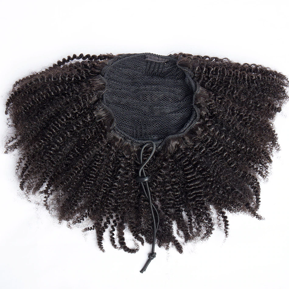 Kinky Curly Drawstring Ponytail Human Hair Extensions For African American