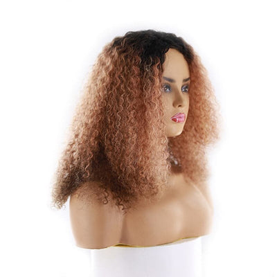 Afro Kinky Curly OP#27 Long Human Hair Wigs For Black Women None Lace