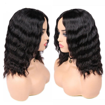 Loose Deep Wave Wigs Middle Part 100% human Hair Full Machine Made Wigs None Lace