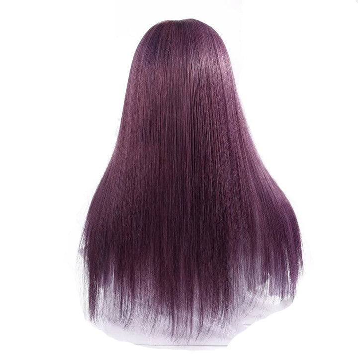 Peruca de cabelo humano 4x4/13x4 cinza violeta roxo liso frontal 