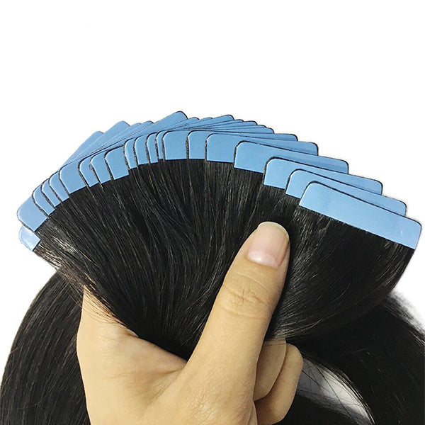 Extensões de cabelo com fita reta 20 unidades/1 pacote 100% cabelo humano 