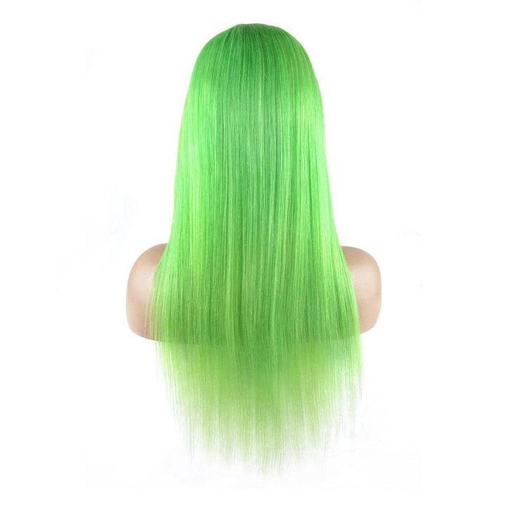 Transparent Swiss Lace Front Wig for Women Light Green Color Straight Long Human Hair