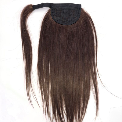 #4 Brown Straight Wrap Around Ponytail Human Hair Extensions Color Hairpiece