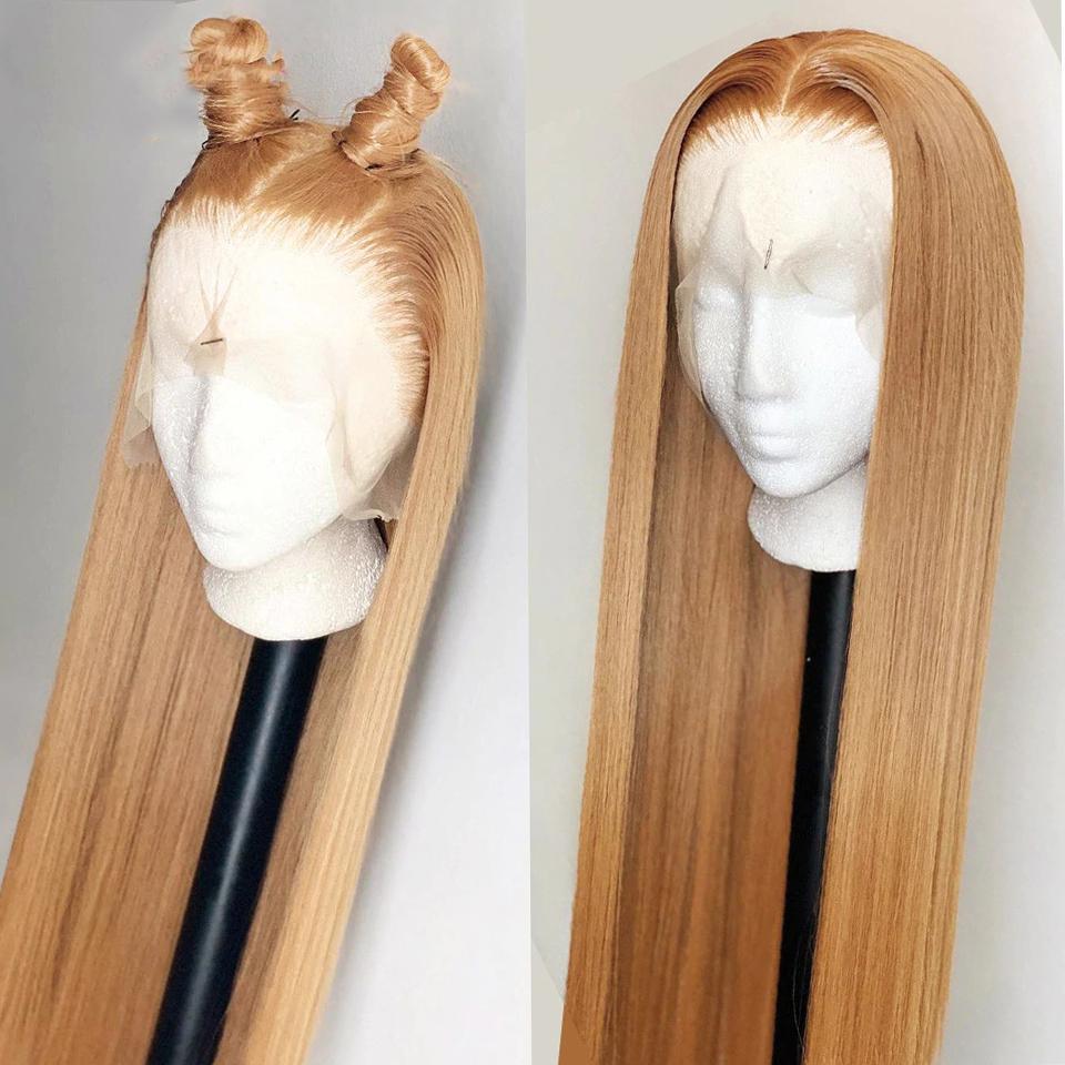 lumiere Straight 5x5 lace closure &13x4 frontal wigs #27 colored human hair wigs with baby hair 