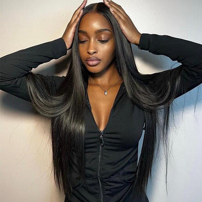 Wear & Go Mystery Pre Cut Straight HD 4X6 Lace Glueless Closure Wigs for Black Women