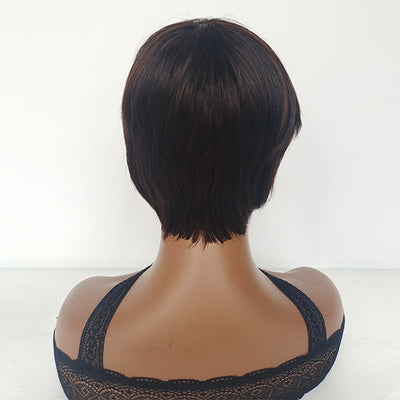 #2 Pixie Cut Straight Short Bob For Women Full Machine Made Wig With Bangs Human Hair