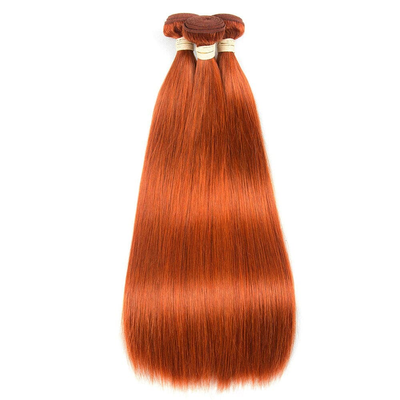 #350 Orange Ginger Bone Straight Human Hair 3 Bundle With 13x4 Frontal Colored Human Hair   Extensions