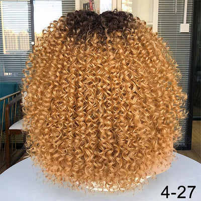 1B/27 Honey Blonde Bouncy Curly Short Bob 13x1x4 T Part Lace Front Wigs for Women 180% Density