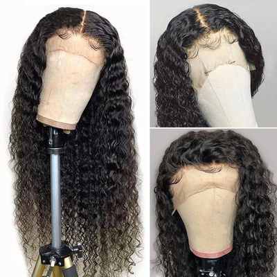 Vente flash vague profonde 13x6x1 T partie dentelle frontale perruques de cheveux humains pré plumée avec des cheveux de bébé pour les femmes noires 