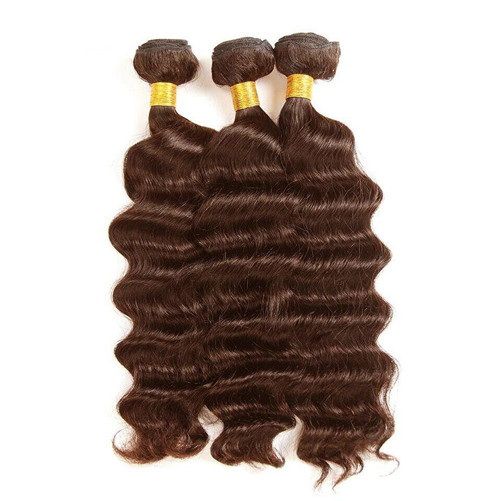 #4 Brown Loose Deep Weaves 3 Bundles Extensions 8-30 Inch 100% Human Hair