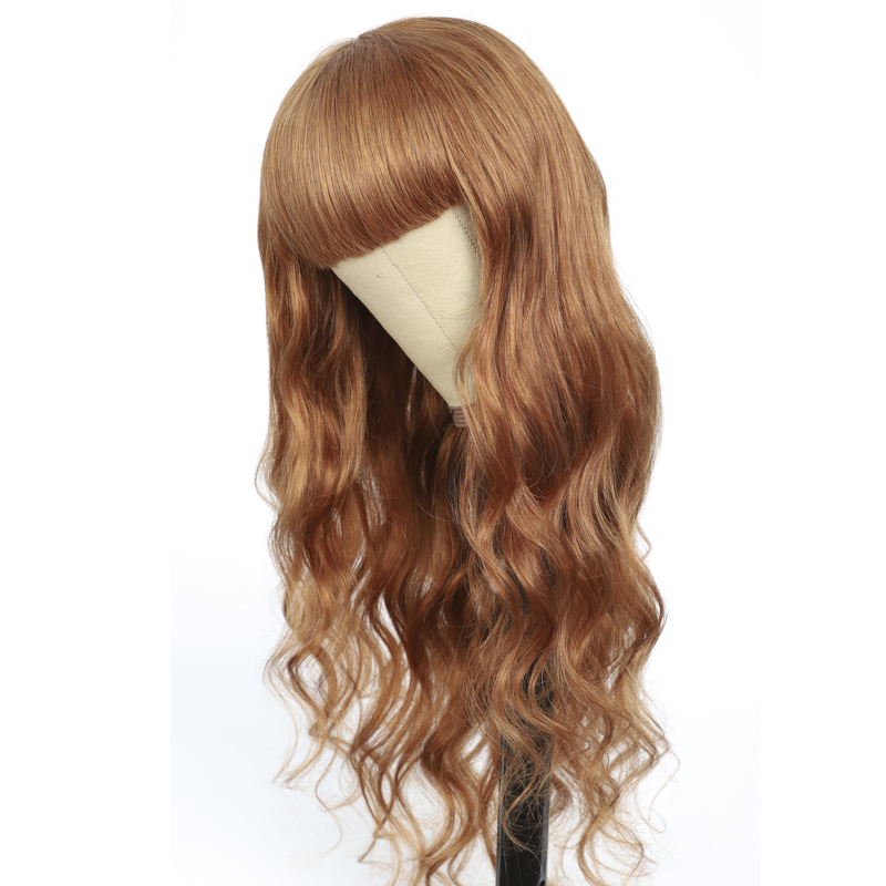 # 30 Body Wave Full Machine Made None Lace wig With Bangs Virgin Human Hair Wigs 