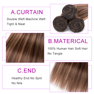 lumiere highlight #4/27 4 Bundles Straight Virgin Human Hair Extension