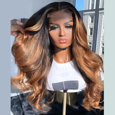 Lumiere 1B/30 Ombre Body Wave 4x4/5x5/13x4 Lace Closure/Frontal 150%/180% Density Wigs For Women Pre Plucked