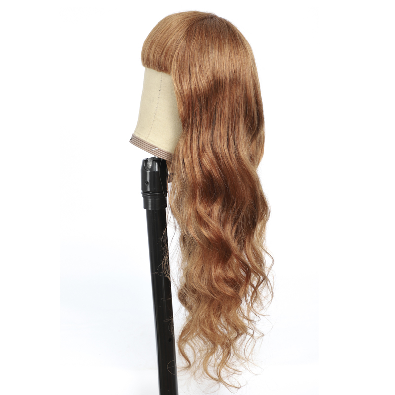 #30 Body Wave Full Machine Made None Lace wig With Bangs Virgin Human Hair Wigs