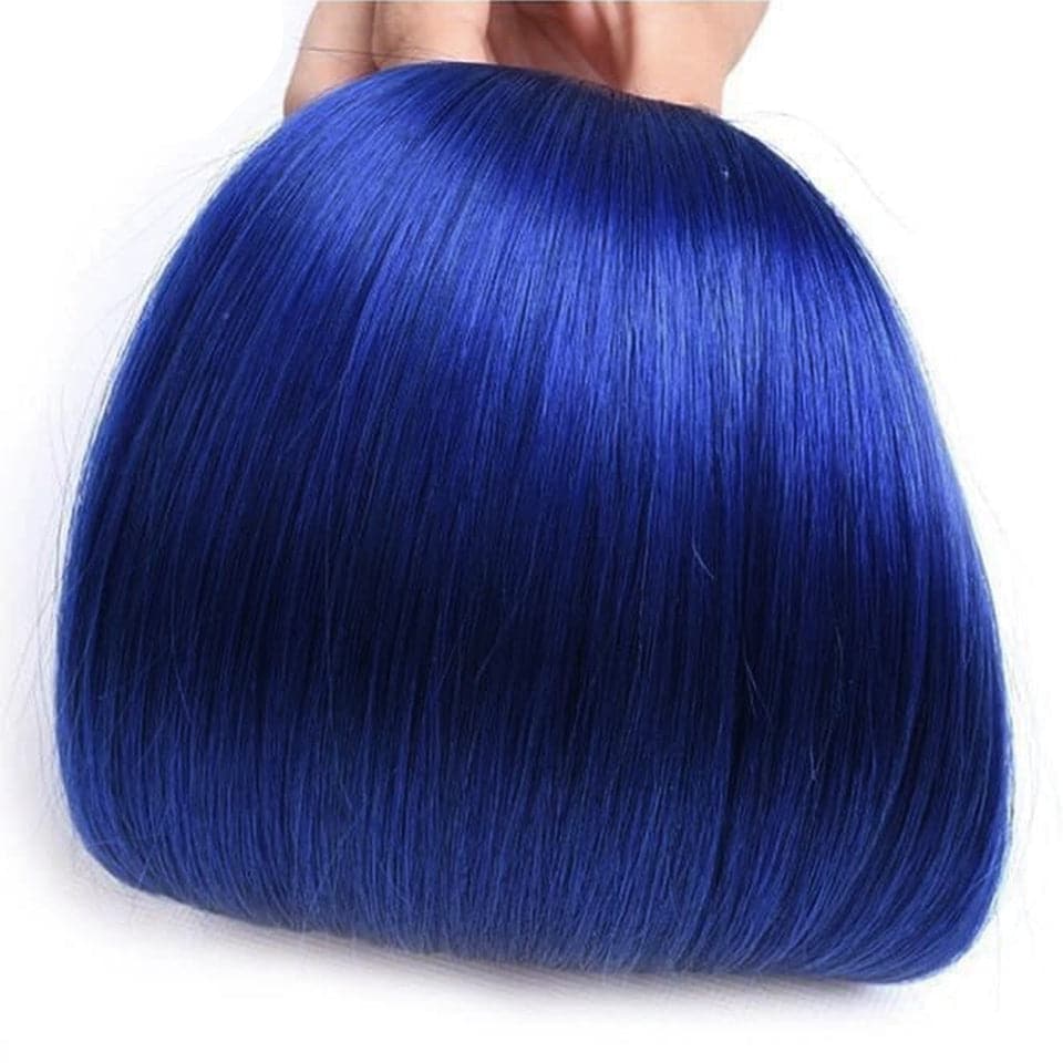 Klein Blue Colored Body Wave 3 Bundles with 4x4 HD Lace Closure Human Hair Extensions