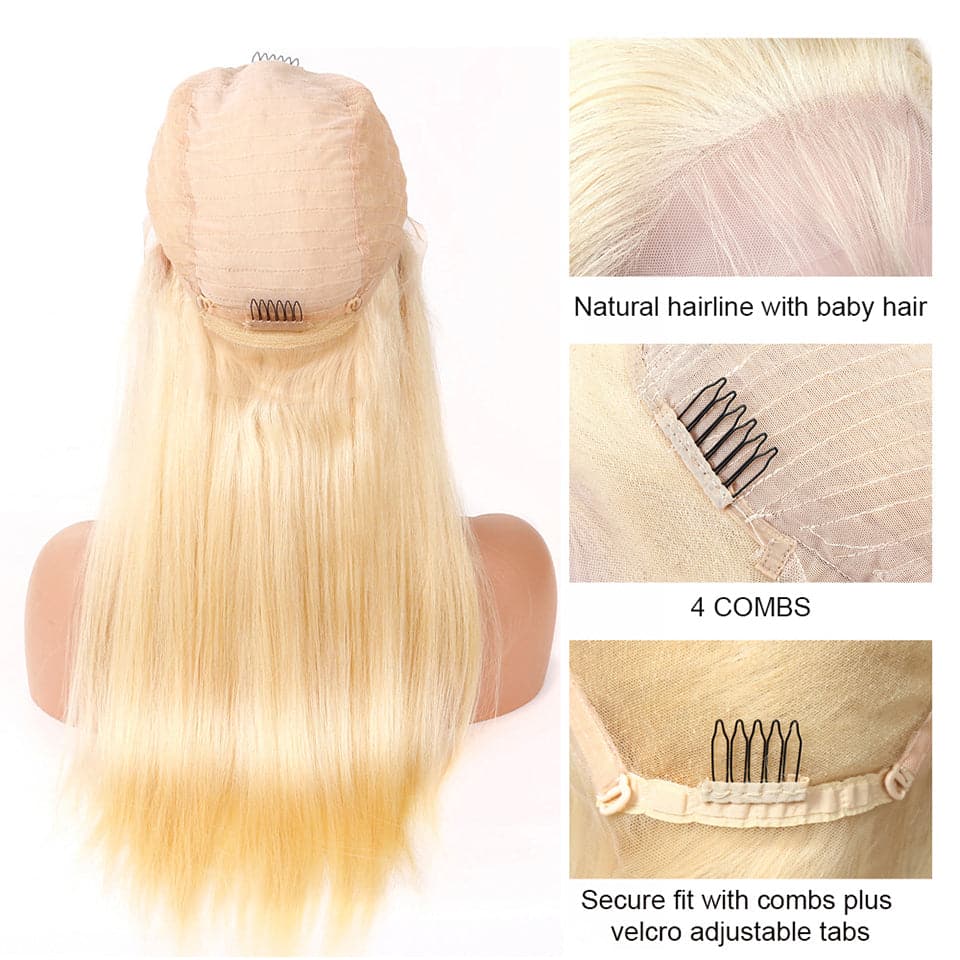 613 Straight 13x4 Lace Front Wigs 150% 180% Density Brazilian Blonde Transparent Lace