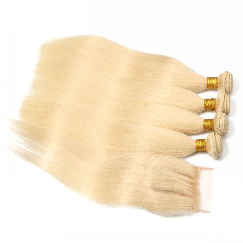 lumiere 613 Blonde straight 4 Bundles with 4*4 Closure Human Virgin Hair - Lumiere hair