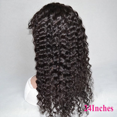 Deep Wave Full Machine Made None Lace Human Hair Wigs With Bangs 8-24 inches Human Hair