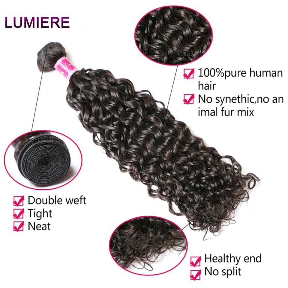 lumiere Malaysian Water Wave 4 Bundles Virgin Human Hair Extension 8-40 inches - Lumiere hair
