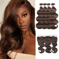 lumiere #4 Brown Body Wave 4 Bundles With 13x4 Lace Frontal Pre Colored Ear To Ear(No Code Need)