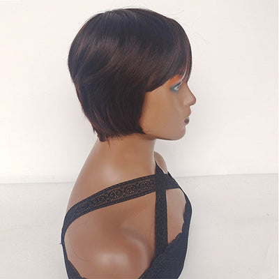 #2 Pixie Cut Straight Short Bob For Women Full Machine Made Wig With Bangs Human Hair