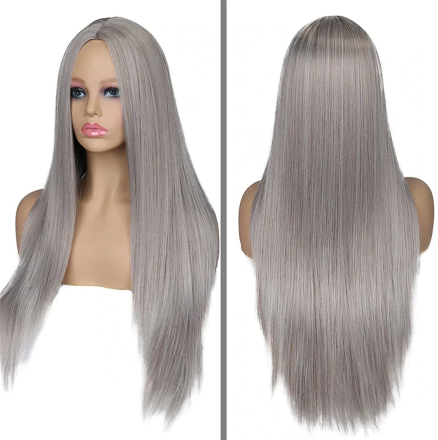 Grey Silver Straight HD Transparent Lace Frontal / Closure Virgin Human Hair Wig