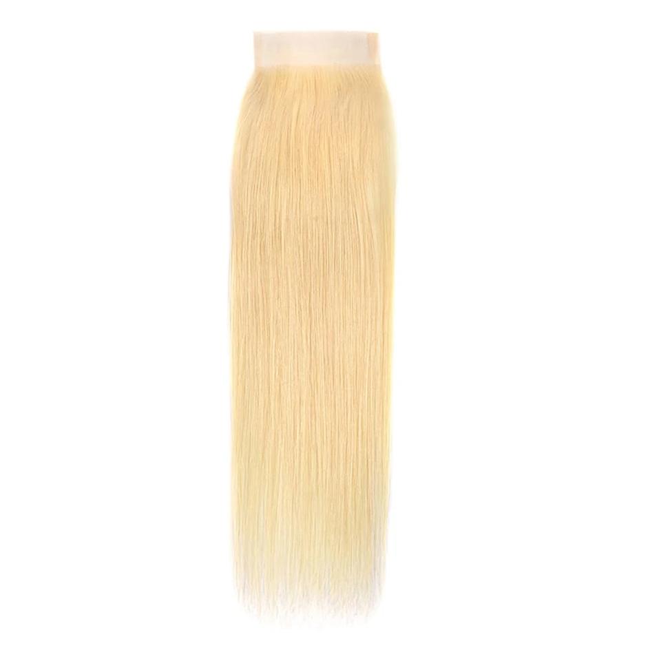 613 Blonde Color 2 Bundles Straight avec 4x4 Closure Virgin Human Hair 