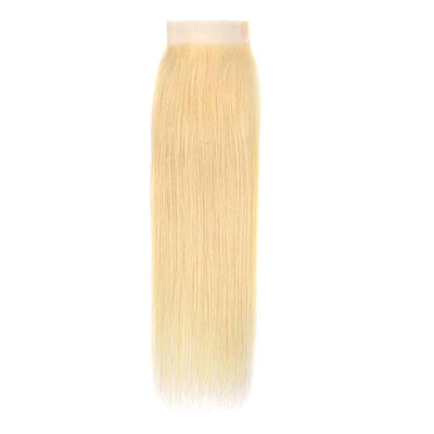613 Blonde Color 2 Bundles Straight with 4x4 Closure Virgin Human Hair
