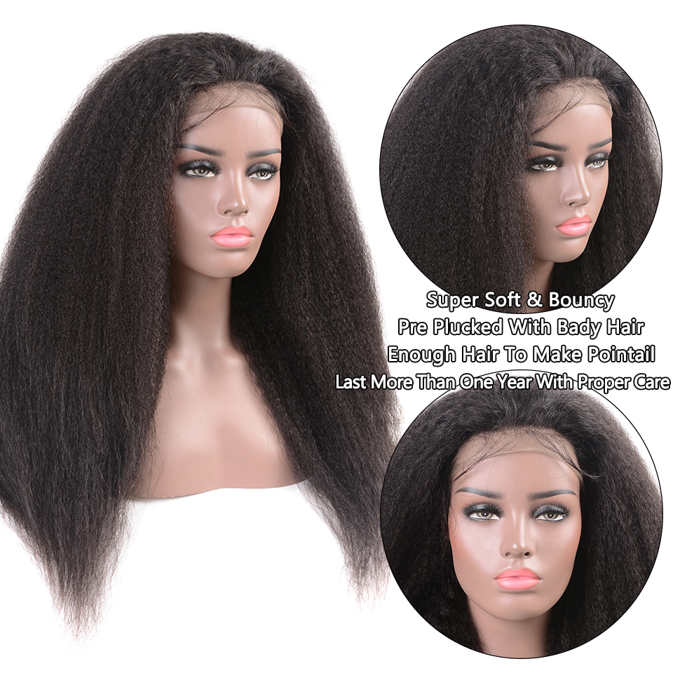 Lumiere Easy To Wear Glueless Wigs Kinky Straight Pre-Cut 4x4 HD Transparent Lace Closure Wig with Pre Plucked Hairline