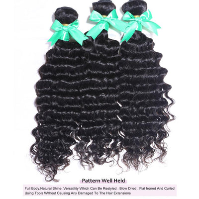 lumiere Indian Deep Wave Virgin Hair 4 Bundles with 4X4 Lace Closure