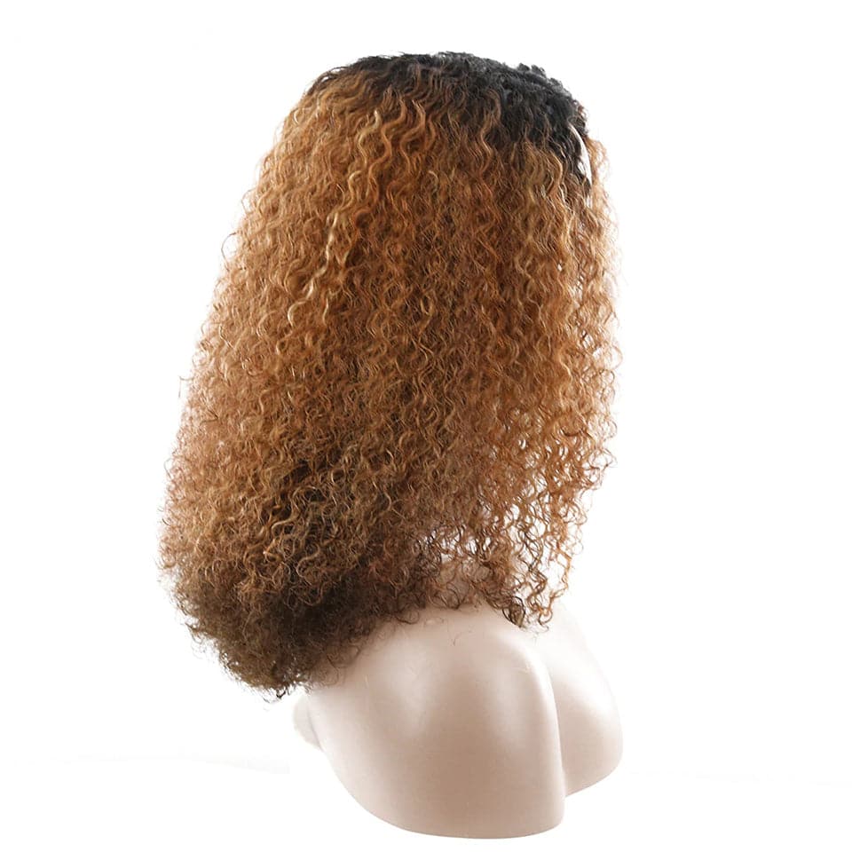 Afro Kinky Curly OP#27 Long Human Hair Wigs For Black Women None Lace