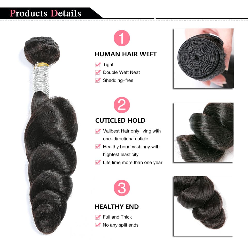 Loose Wave Brazilian Human Hair Weave 4 Bundles With 4x4 closure Remy Hair Extension