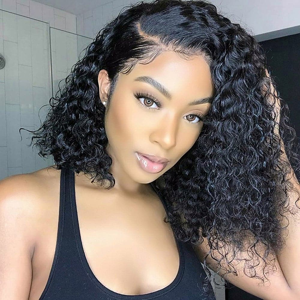 Water Wave Bob Human Hair Wigs for Black Women 13x4 Lace Front Pre Plucked - Lumiere hair