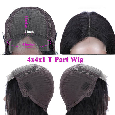 body wave Short Bob 4x1 T Part Lace Front Human Hair Wigs Pre-plucked with Baby Hair