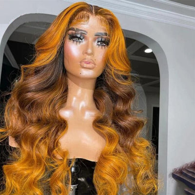 Ombre Honey Blonde Human Hair Body Wave 4x4/13x4 HD Lace Front Wigs