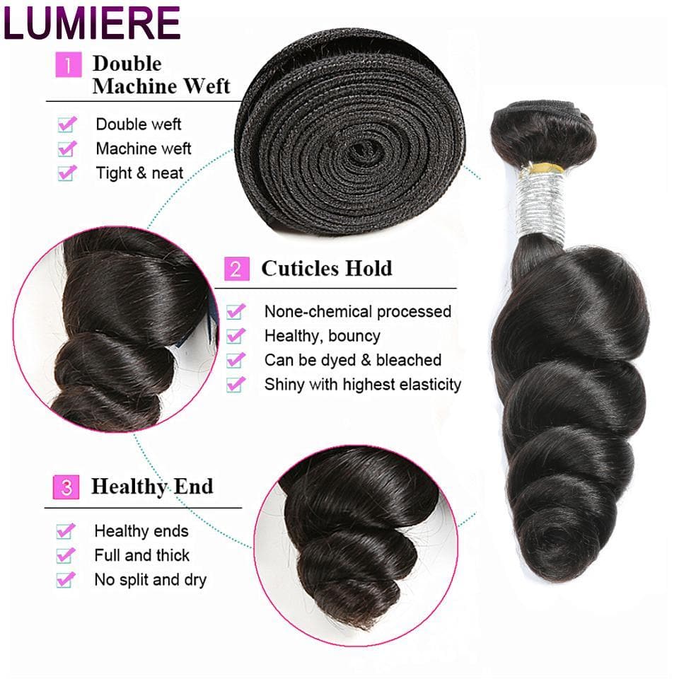 Loose Wave 3 Bundles With 13*4 Lace Frontal 100% human hair – Lumiere Hair