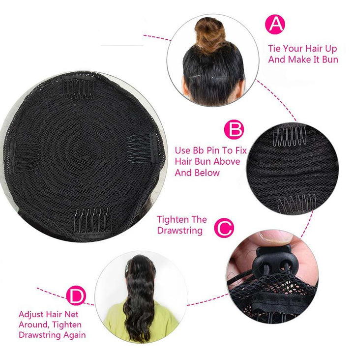 Extensions de cheveux humains de queue de cheval de cordon de vague de corps pour des femmes 