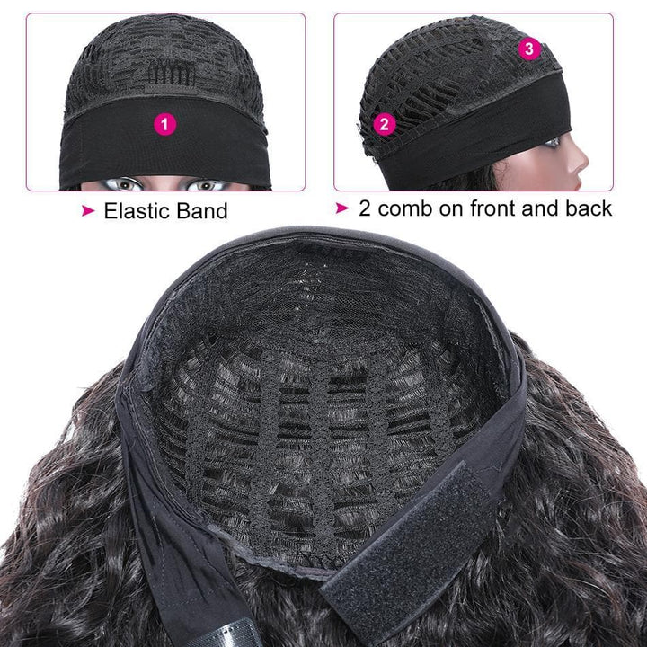 Lumiere Water Wave Headband Human Hair Wig For Black Women