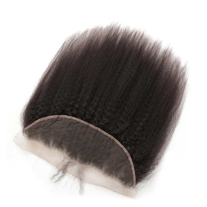 Lumiere Kinky Straight 3 Bundles avec 13x4 Lace Frontal Pre Plucked Extension de cheveux humains transparents 