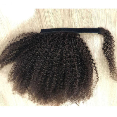 # 2 Couleur Afro Curly Wrap Around Ponytail Extensions de cheveux humains 