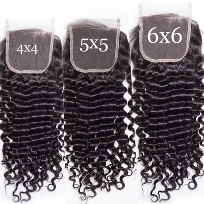Deep Wave 4 Bundles With Closure 5x5 lace 100% virgin human hair