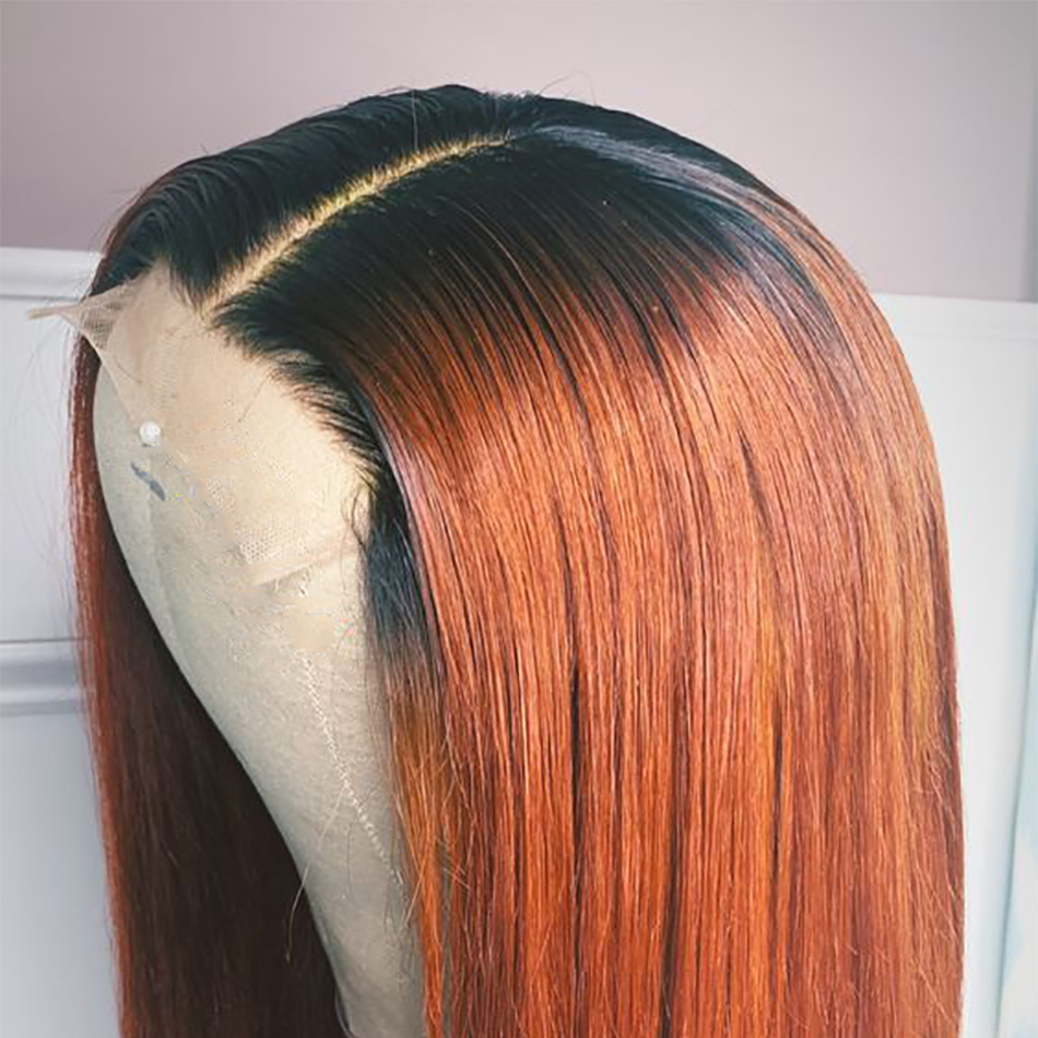 Lumiere 1B/350 Ombre Straight 4x4/5x5/13x4 Lace Closure/Frontal 150%/180% Density Wigs For Women Pre Plucked