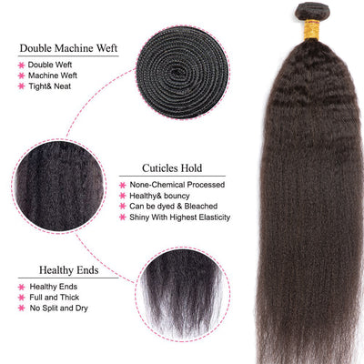 Kinky Straight lumiere Hair Indian Virgin 3 Bundles Human Hair Extension 8-40 inches