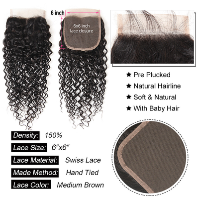 lumiere One Piece Kinky Curly Virign Human Hair 5X5/6X6/4x4x1 T part/ Lace Closure