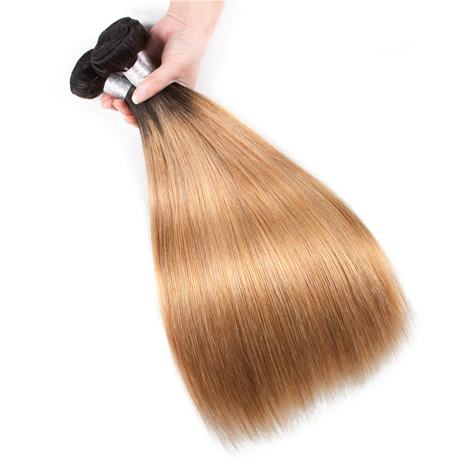 lumiere 1B/27 Ombre Straight Hair 3 Bundles 100% Virgin Human Hair Extension