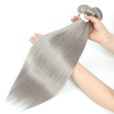 Grey Silver Straight Hair 4 Bundles with 4x4 Closure Preplucked Transparent Lace 100% Human Hair Extensions